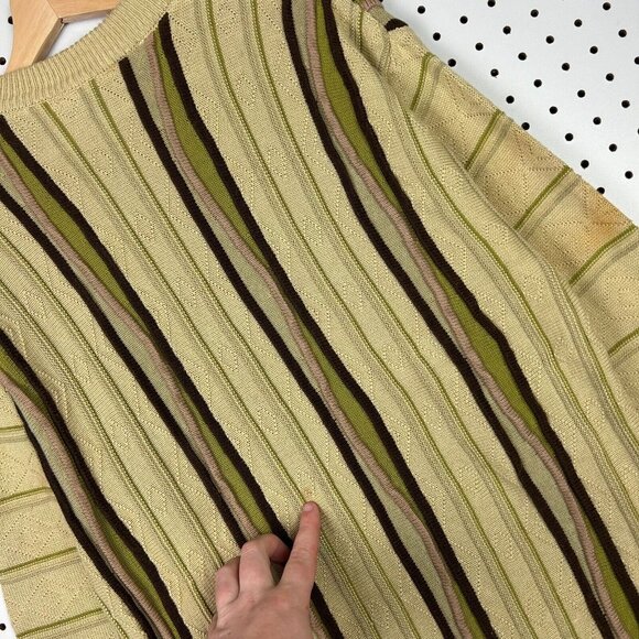 Bergati 3D Knit Chunky Sweater Size Large Yellow Gold‎ COOGI STYLE Brown Hip Hop - Picture 5 of 8